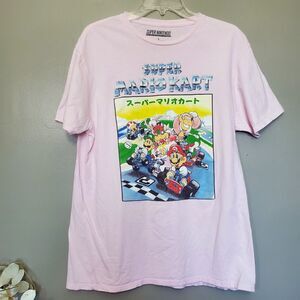 Super Mario Kart Pink T-Shirt Size Large Super Nintendo Cotton Short Sleeve 2021
